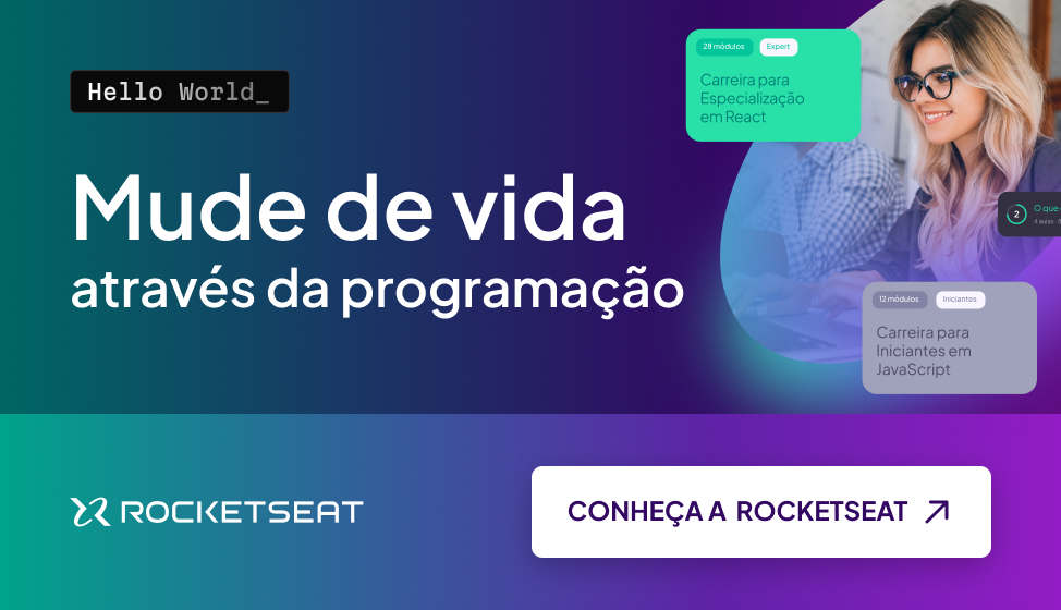 Banner publicitário da Rocketseat com o texto 